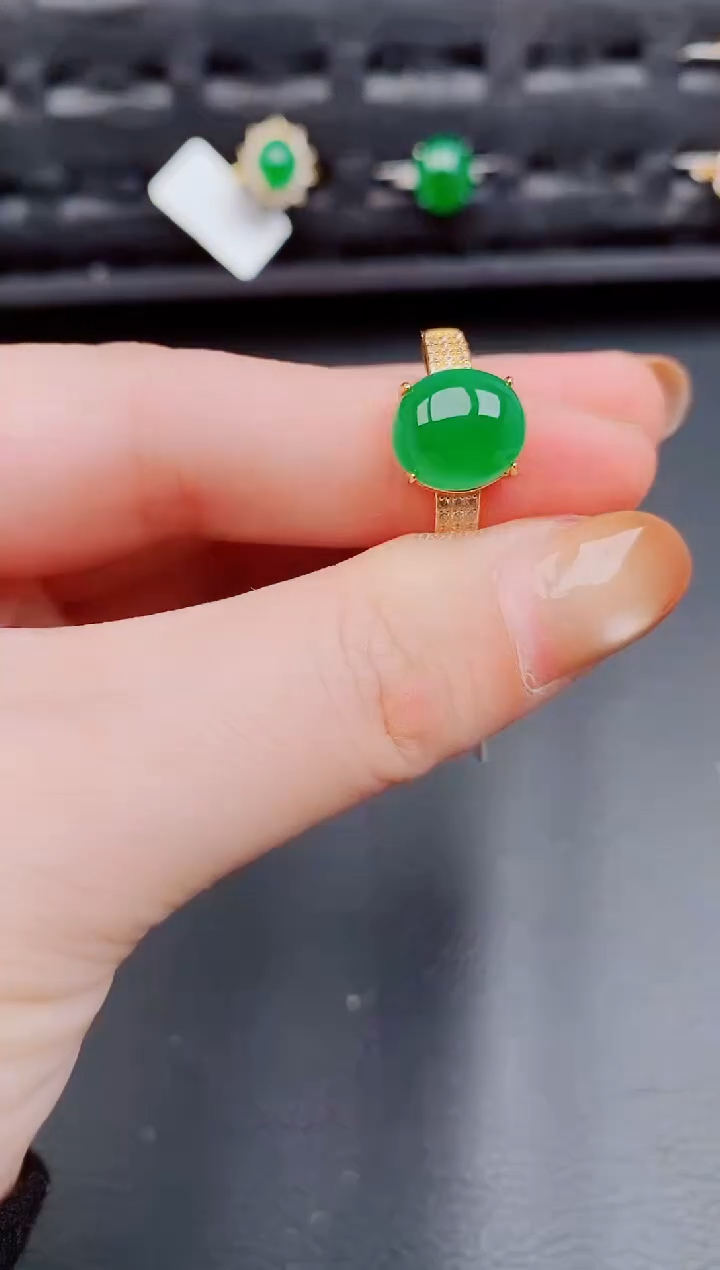 【闪购商品】翡翠戒指银S925镶嵌天然a货翡翠503
