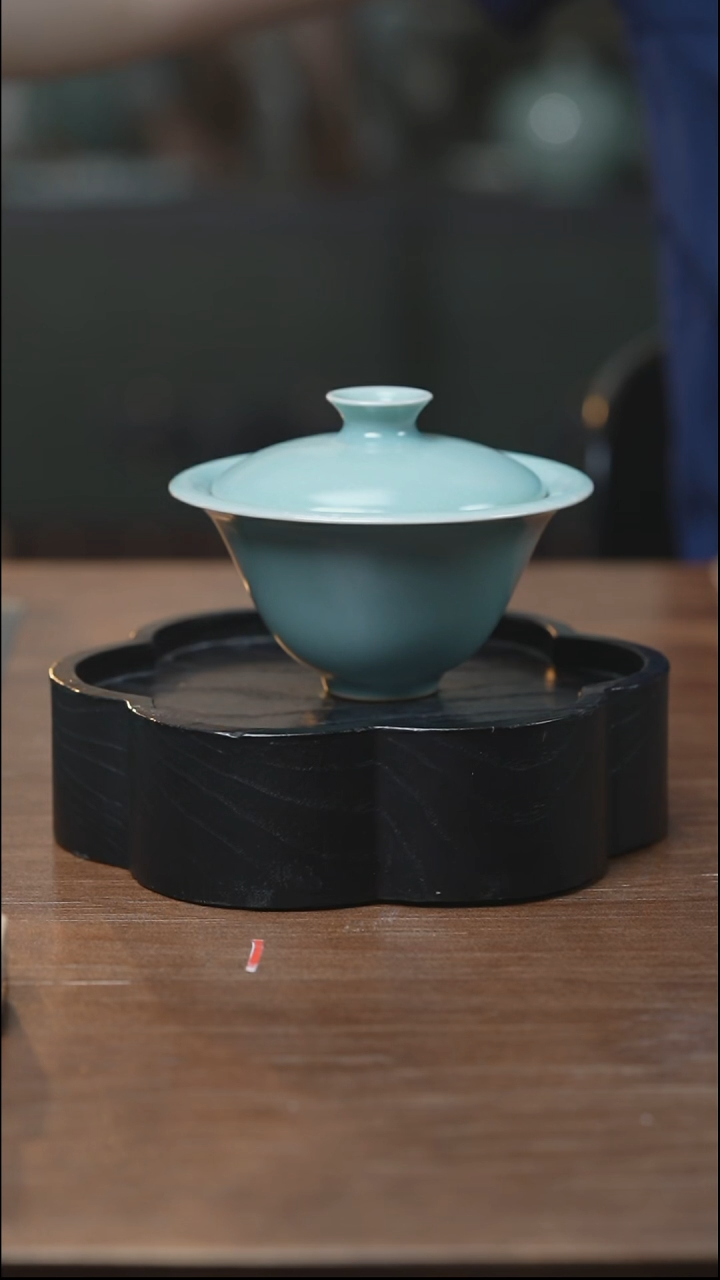 如瀑盖碗 汝瓷 （拾汝）（天青）