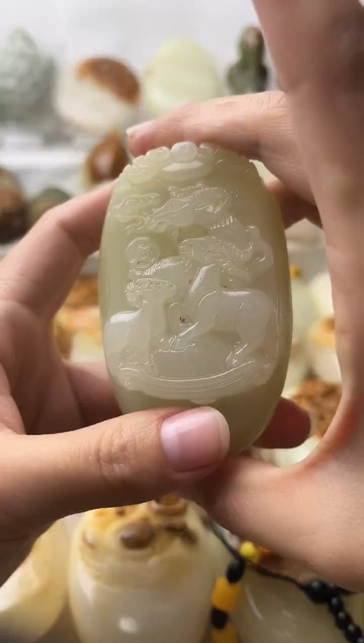 石材古青石棉纹正常不退换三羊开泰