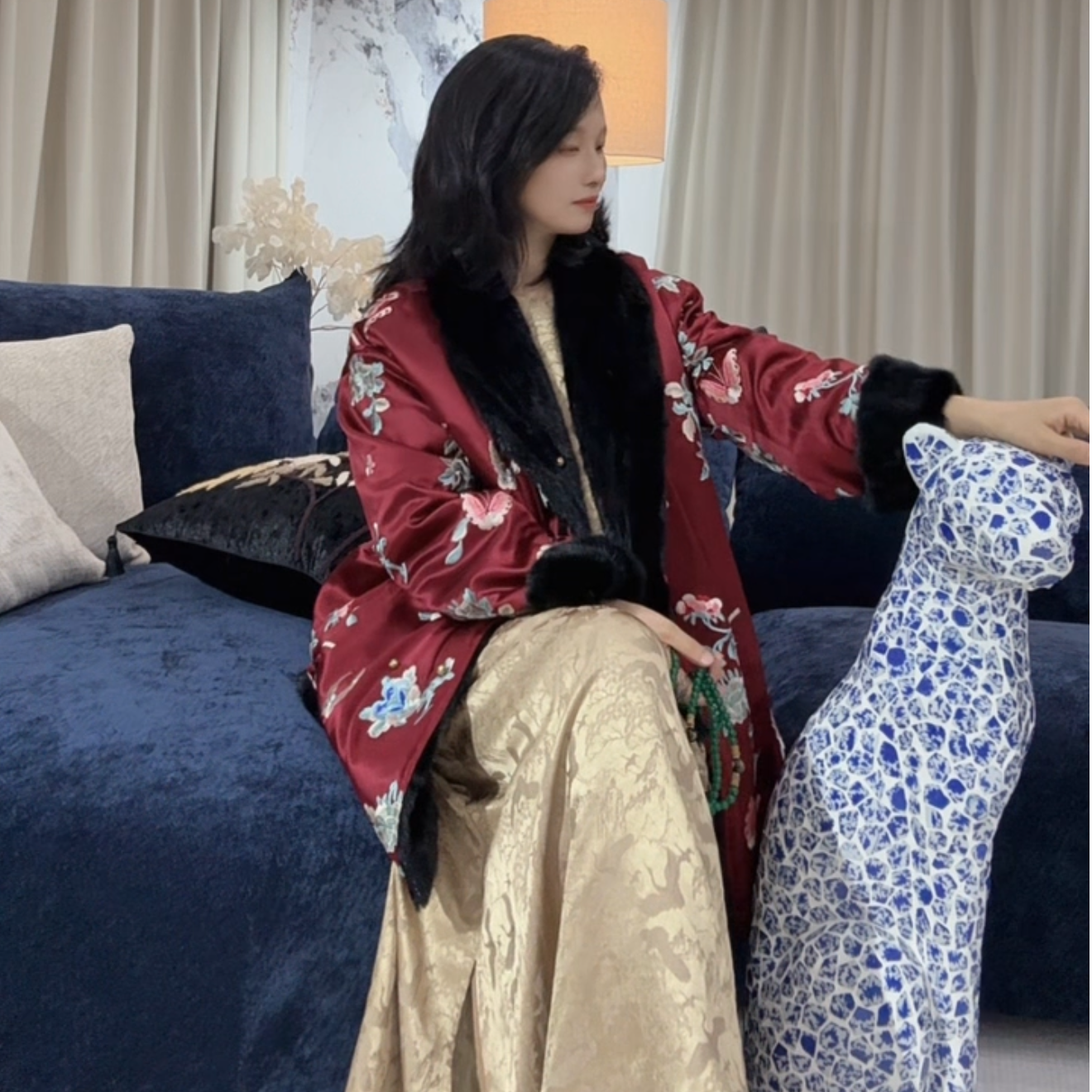 貂皮大衣180斤两面穿显瘦皮草宽松大码中式中长款外套貂皮女23025