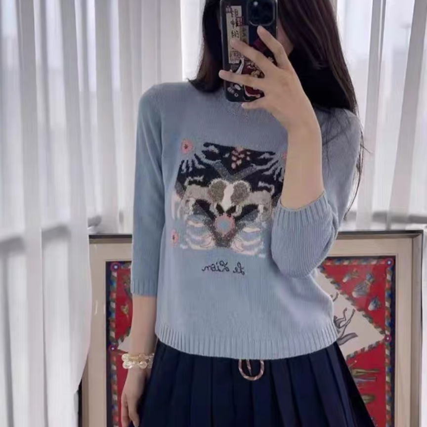 未使用 DIOR/迪奥 Dior 迪奥雾霾蓝毛衣S