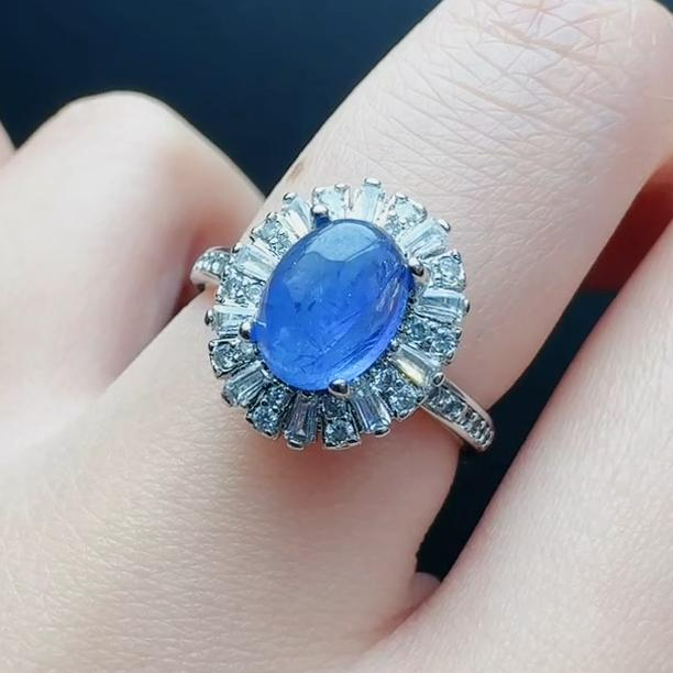 面面来财珠宝CT11365璀璨星光蓝坦桑石戒指-送礼佳品