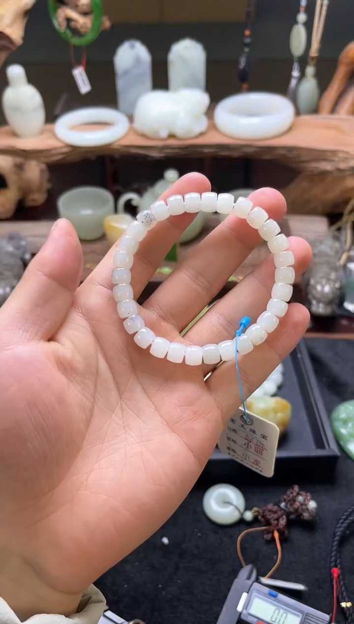 【闪购商品】和田玉手串未镶嵌卡8且末青花 极限弧 9007123