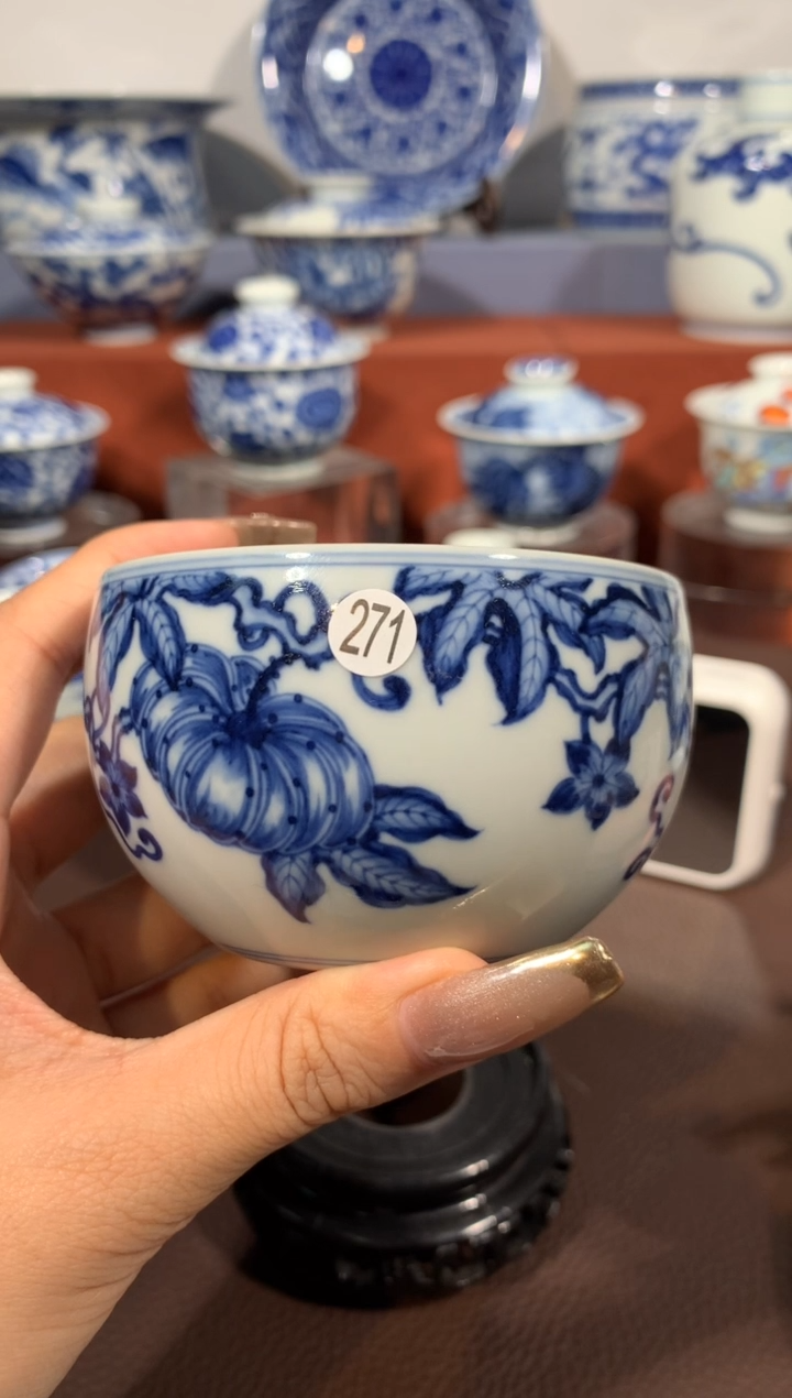 【闪购商品】摆件青花釉里红单杯