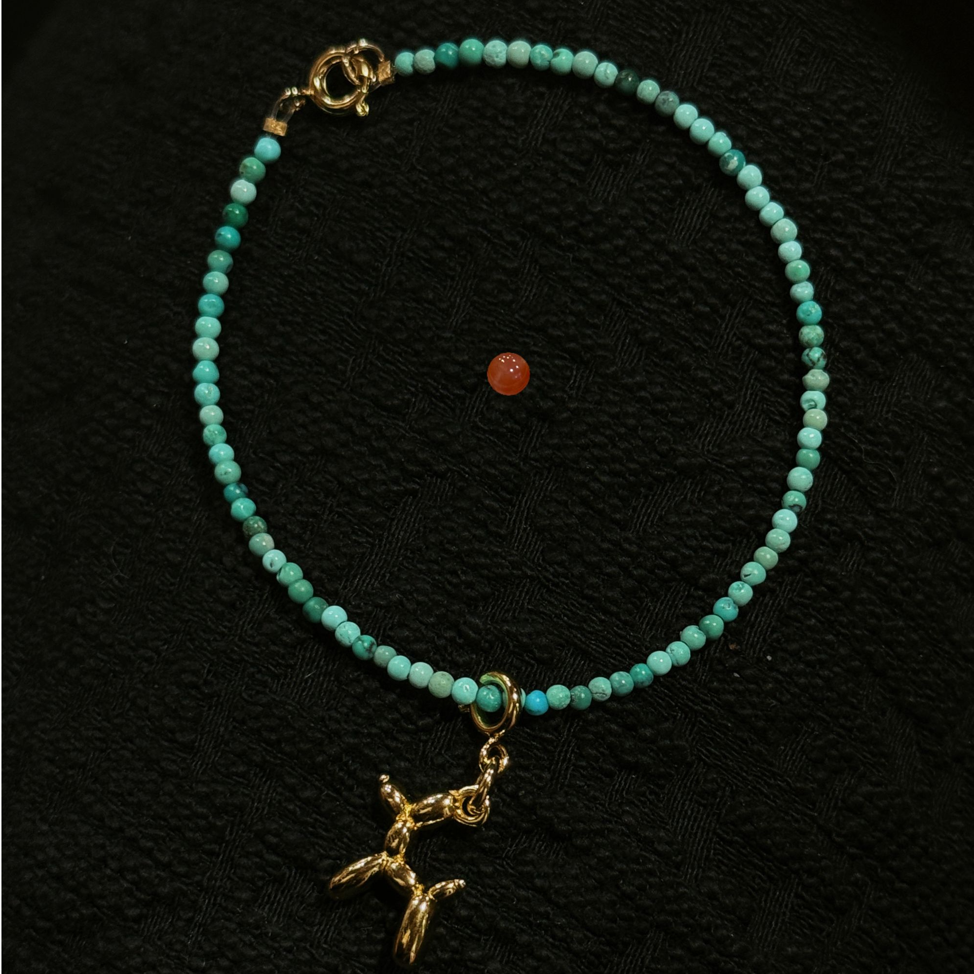 【知知推荐】微瑕原矿绿松单圈小米珠s925银小狗百搭款手链南红2mm