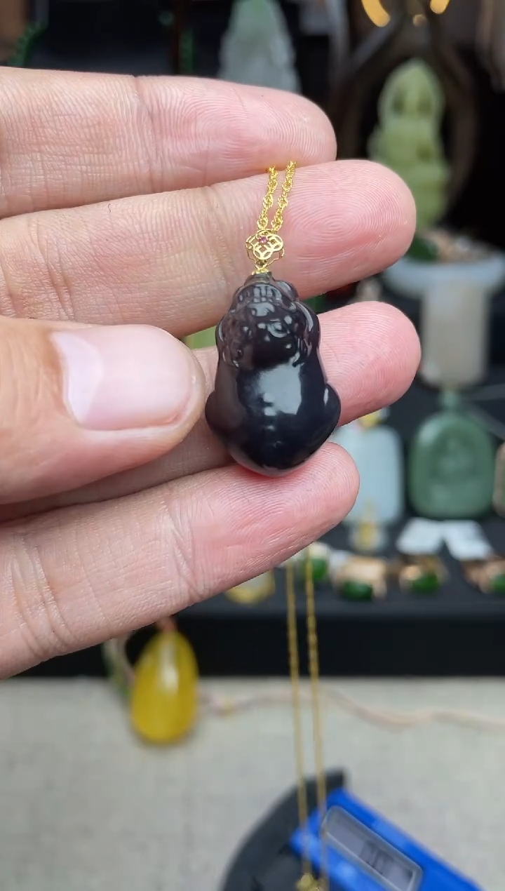 【闪购商品】和田玉颈饰18K金镶嵌精品吊坠