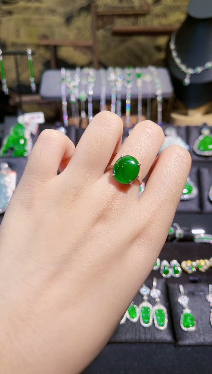 【闪购商品】翡翠戒指银S925镶嵌蛋面戒指