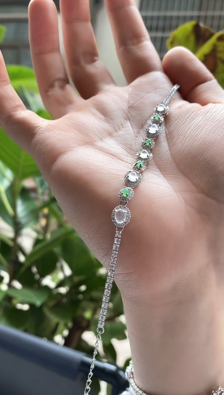 【闪购商品】翡翠银S925镶嵌颈饰手链