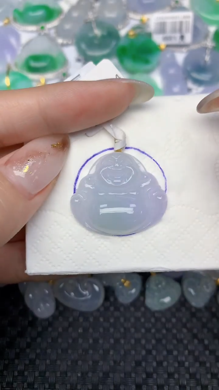 颈饰18K金镶嵌翡翠天然缅甸翡翠a货百元以上9元证书费自理