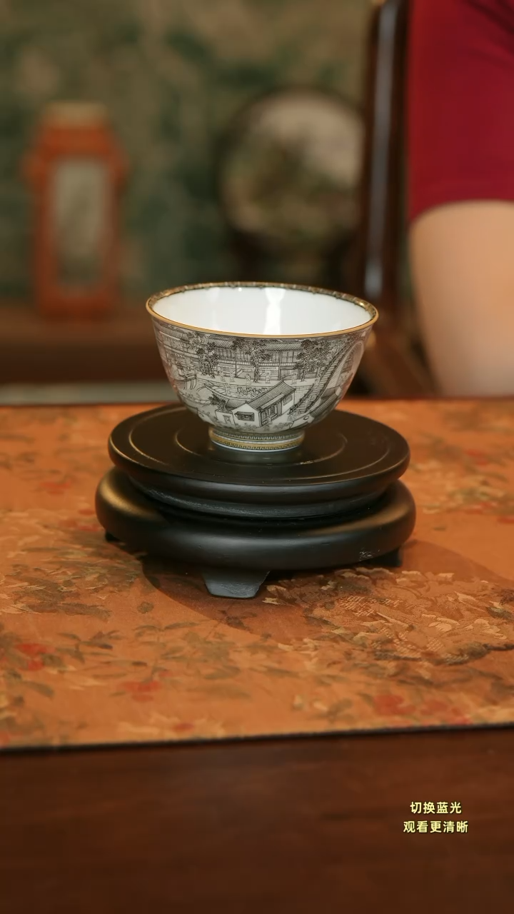 小***茶手绘天花板墨彩姑苏繁华图主人杯