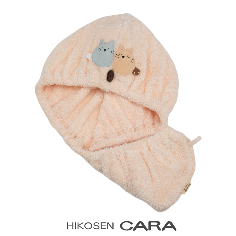 Hikosen CARA卡拉猫豆豆猫咪干发帽日本潮牌设计糖果色款女多巴胺