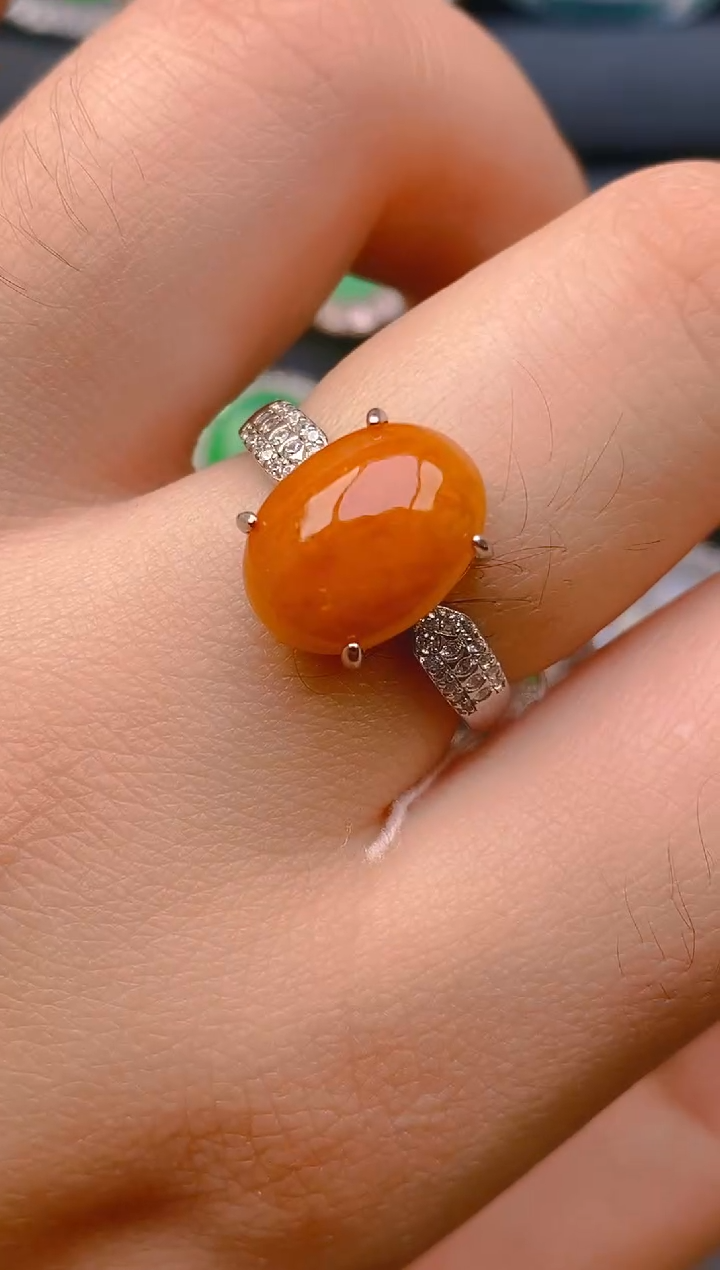 【闪购商品】翡翠戒指银S925镶嵌天然A货翡翠1