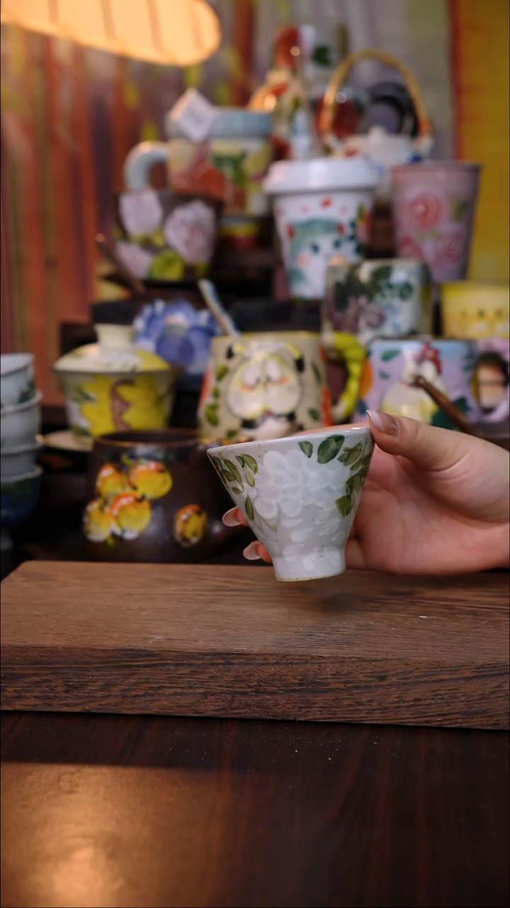 杯子陶泥垚手作 景德镇手工手绘陶瓷器物