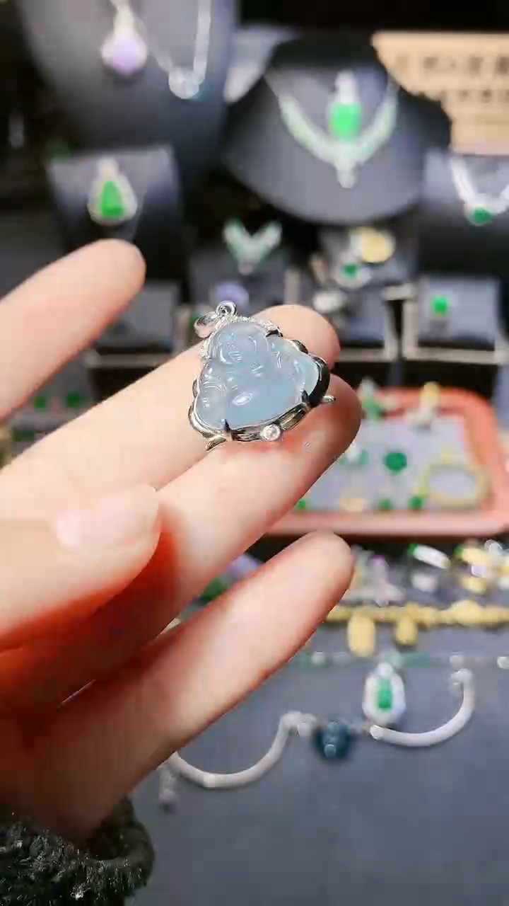 【闪购商品】翡翠吊坠(赠链)银S925镶嵌吊坠