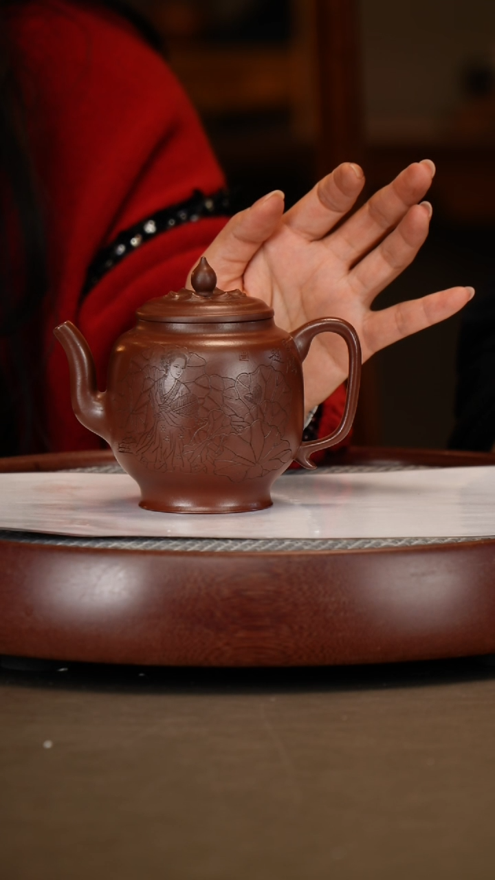 【闪购商品】紫砂茶壶【李霓】紫朱泥菱花宫灯  300CC