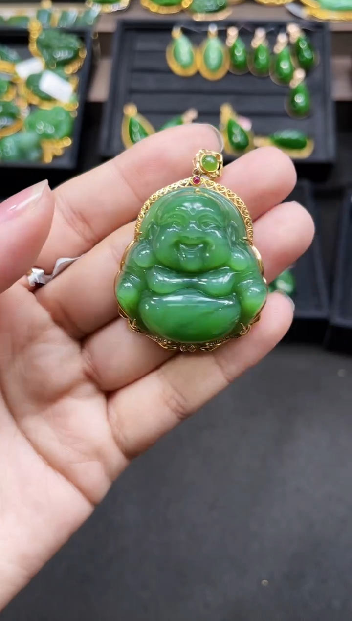 【闪购商品】和田玉18K金镶嵌吊坠35MM 多样性发一