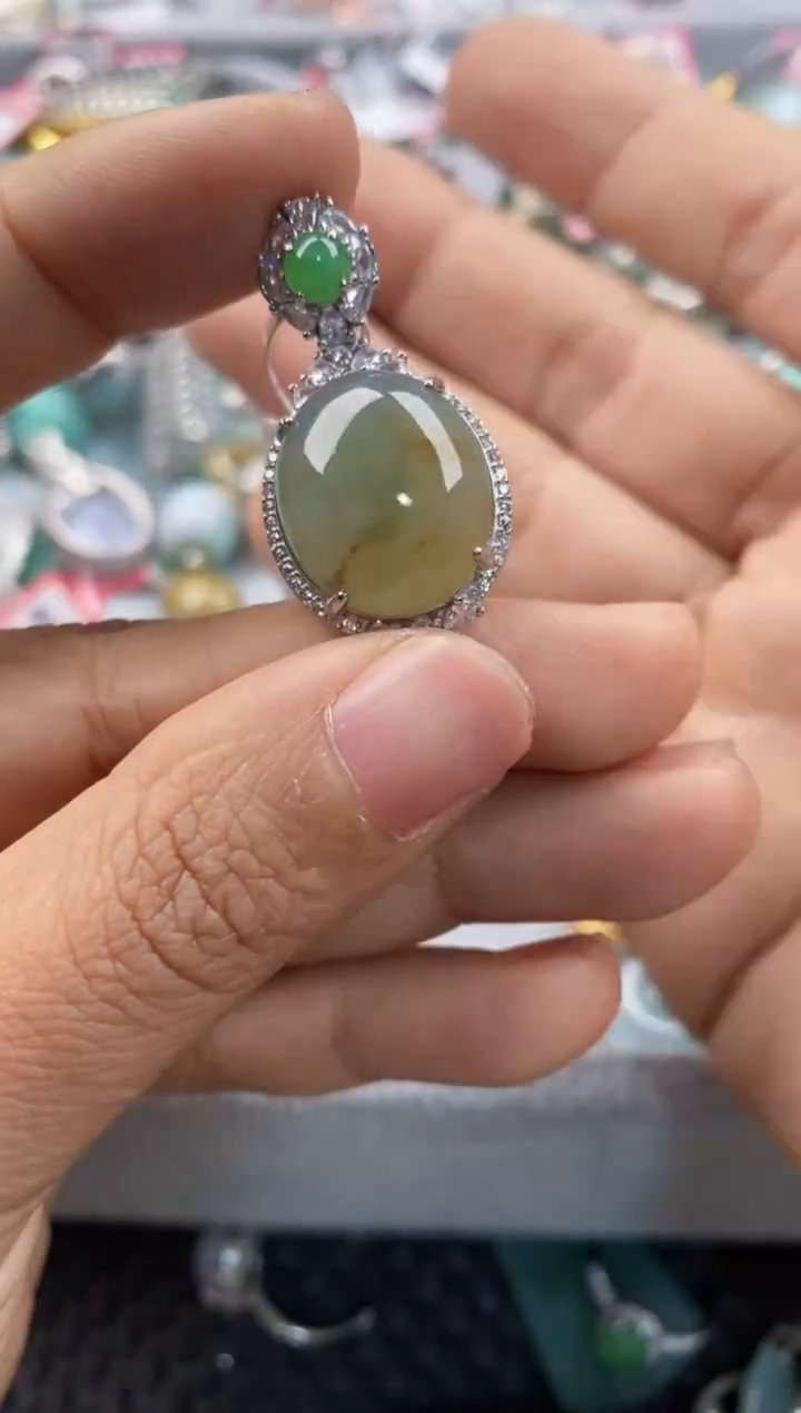 银S925镶嵌戒指翡翠555      9