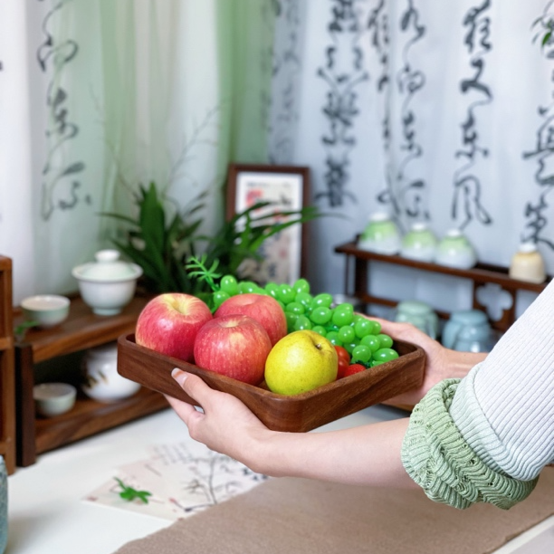 胡桃木整木正方形大果盘家用托盘收纳盘茶盘饰品盘水果盘珠宝盘