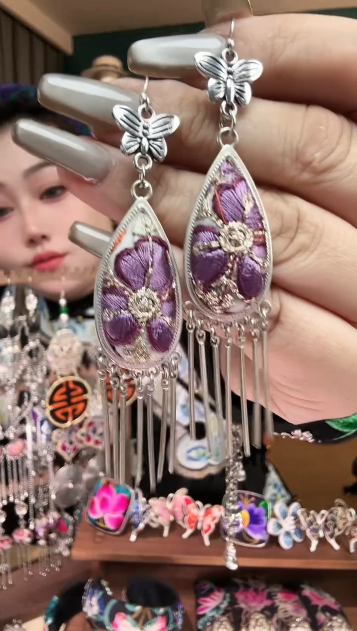 刺绣纯手工民族风刺绣耳环