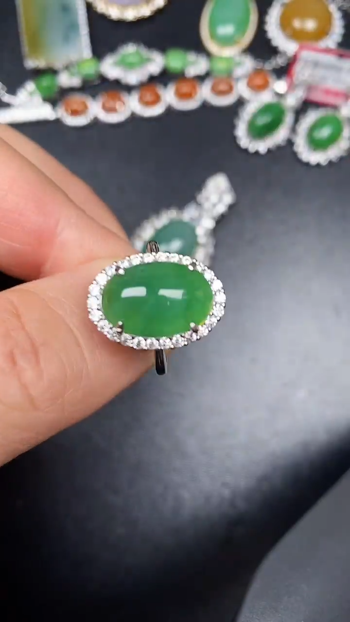 银S925镶嵌戒指翡翠3110