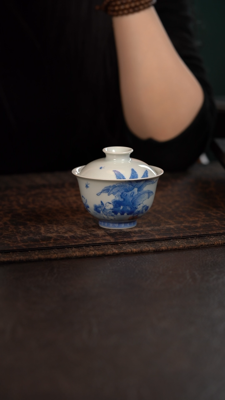 【闪购商品】杯聚澜堂五子闹春盖碗