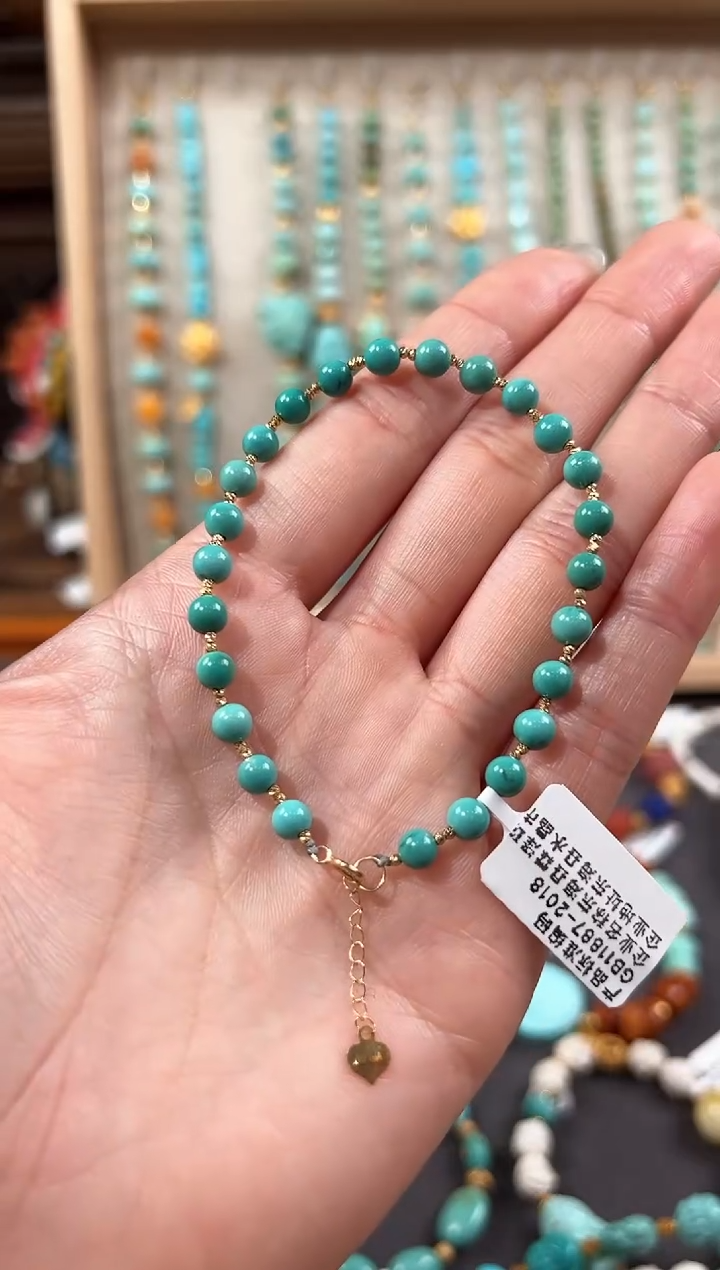 【闪购商品】绿松石手链18K金镶嵌绿松石手链
