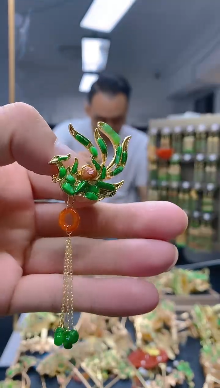 【闪购商品】翡翠耳饰合金0151翡翠胸针