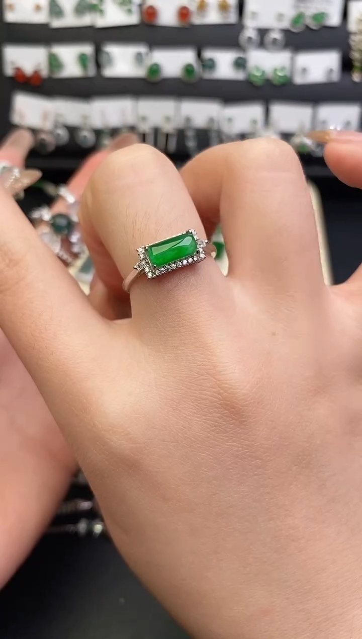 银S925镶嵌戒指翡翠0