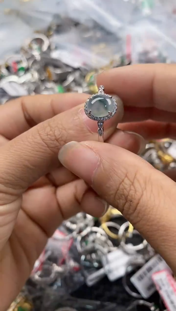 银S925镶嵌戒指翡翠444                 9