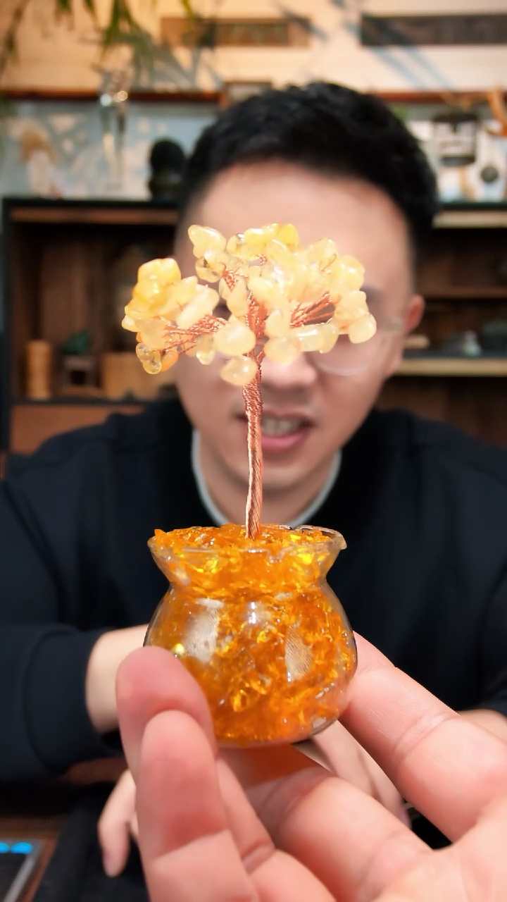 水晶摆件未镶嵌黄水晶小发财树摆件DN