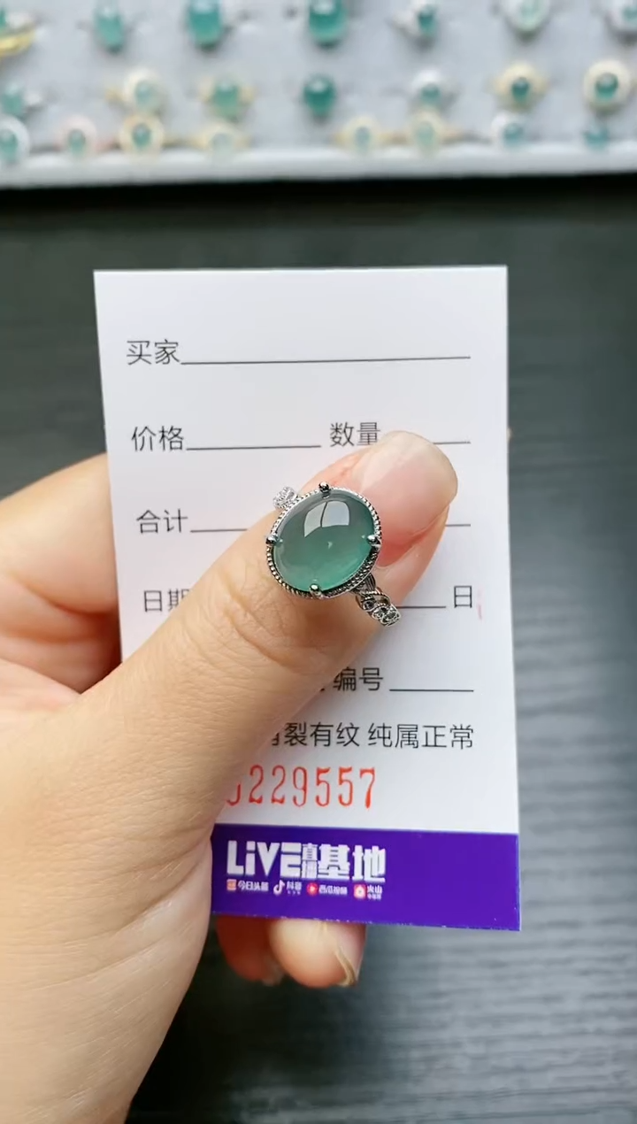 【闪购商品】翡翠戒指银S925镶嵌9557