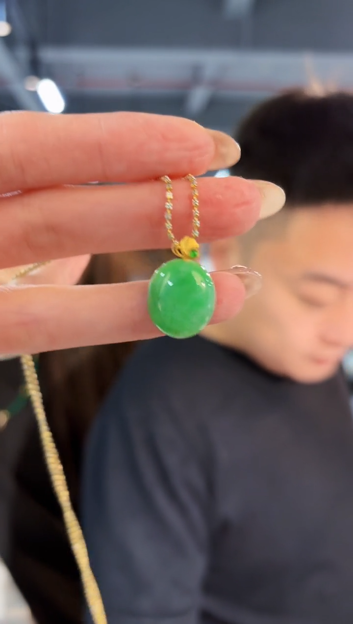 【闪购商品】翡翠吊坠(不含链)18K金镶嵌缅料A货/支持复检/一件