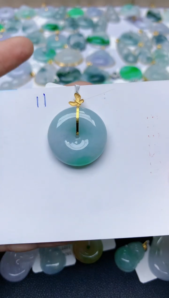 【闪购商品】翡翠颈饰18K金镶嵌天然翡翠A货    