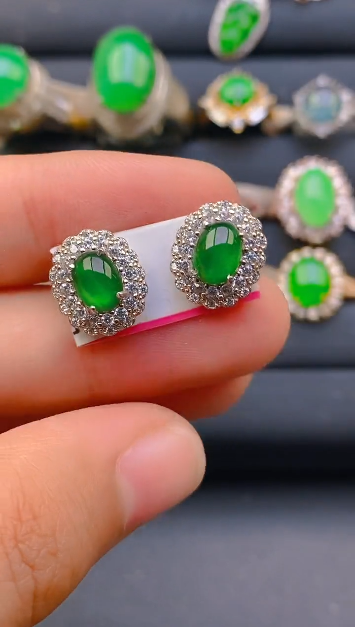 【闪购商品】翡翠戒指银S925镶嵌天然A货翡翠1