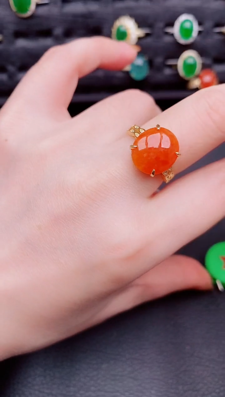 【闪购商品】翡翠戒指银S925镶嵌天然a货翡翠340