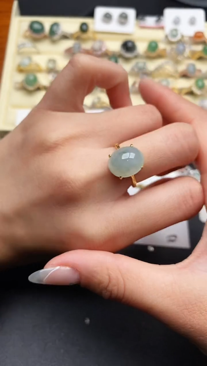 【闪购商品】翡翠戒指银S925镶嵌777777777+6