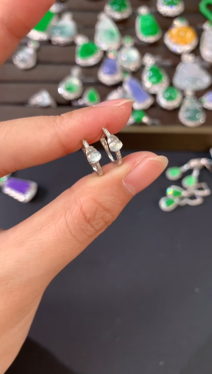 【闪购商品】翡翠耳饰18K金镶嵌A792|(多样性发货）拍一发一