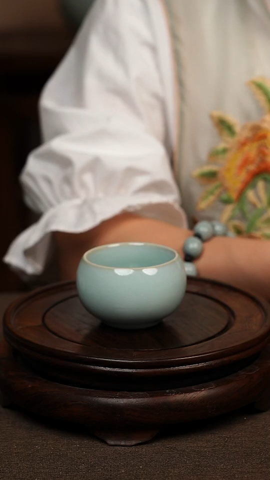瓷片天青色禅定杯80ml微瑕不带礼盒