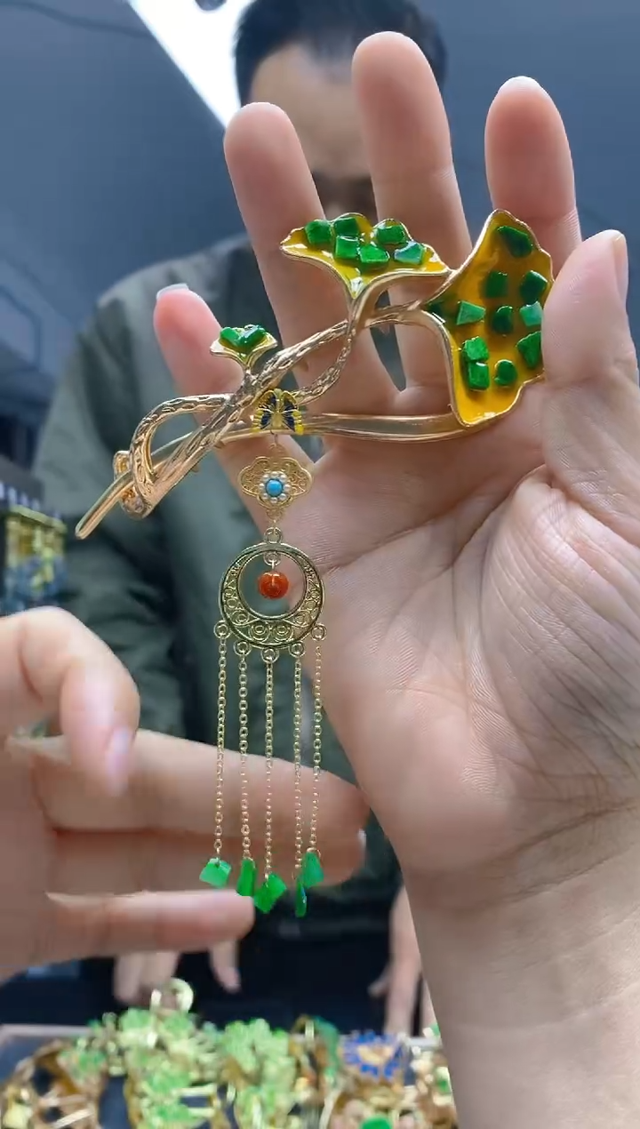 【闪购商品】翡翠耳饰合金205翡翠发簪