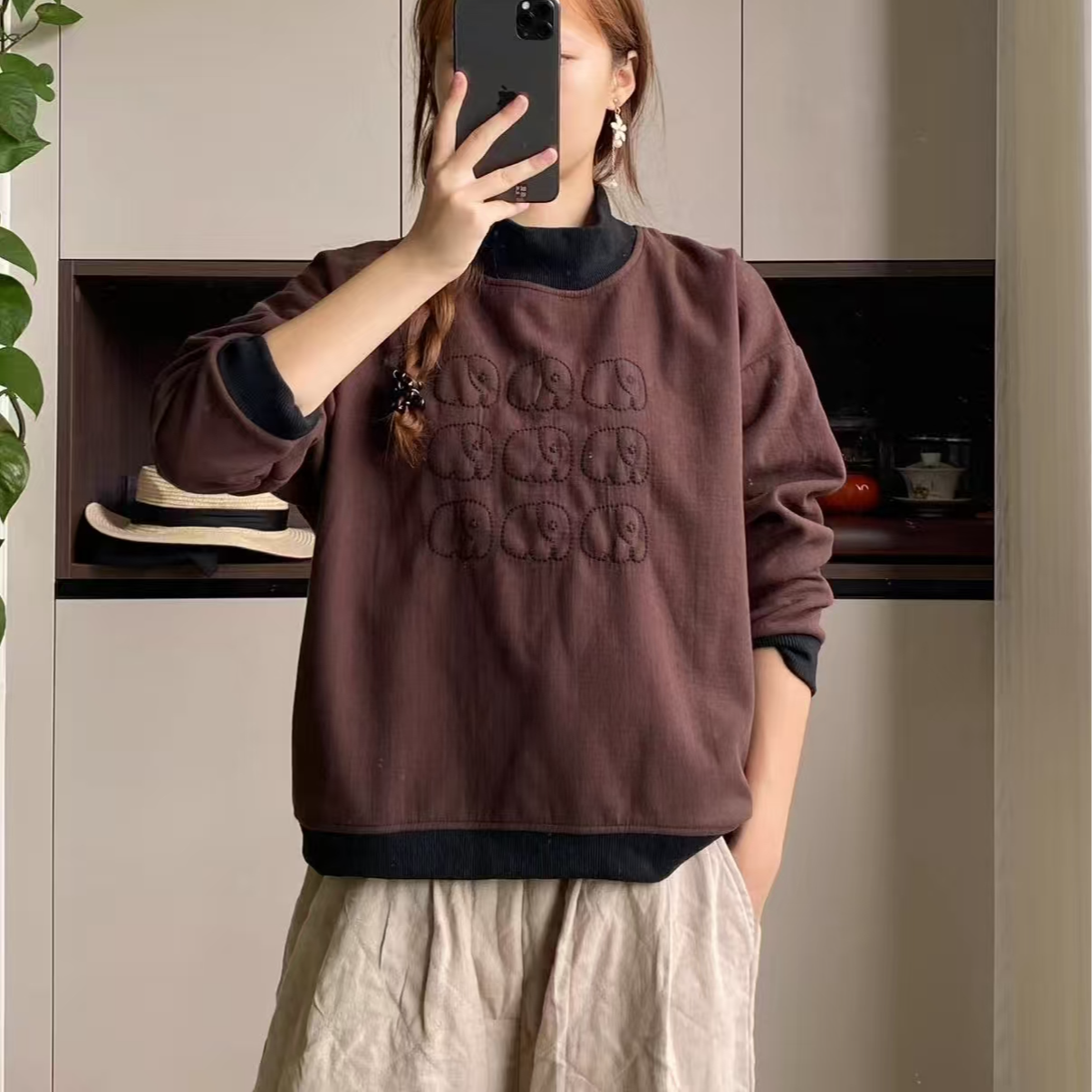 16758秋冬休闲加绒宽松显瘦百搭卫衣T恤