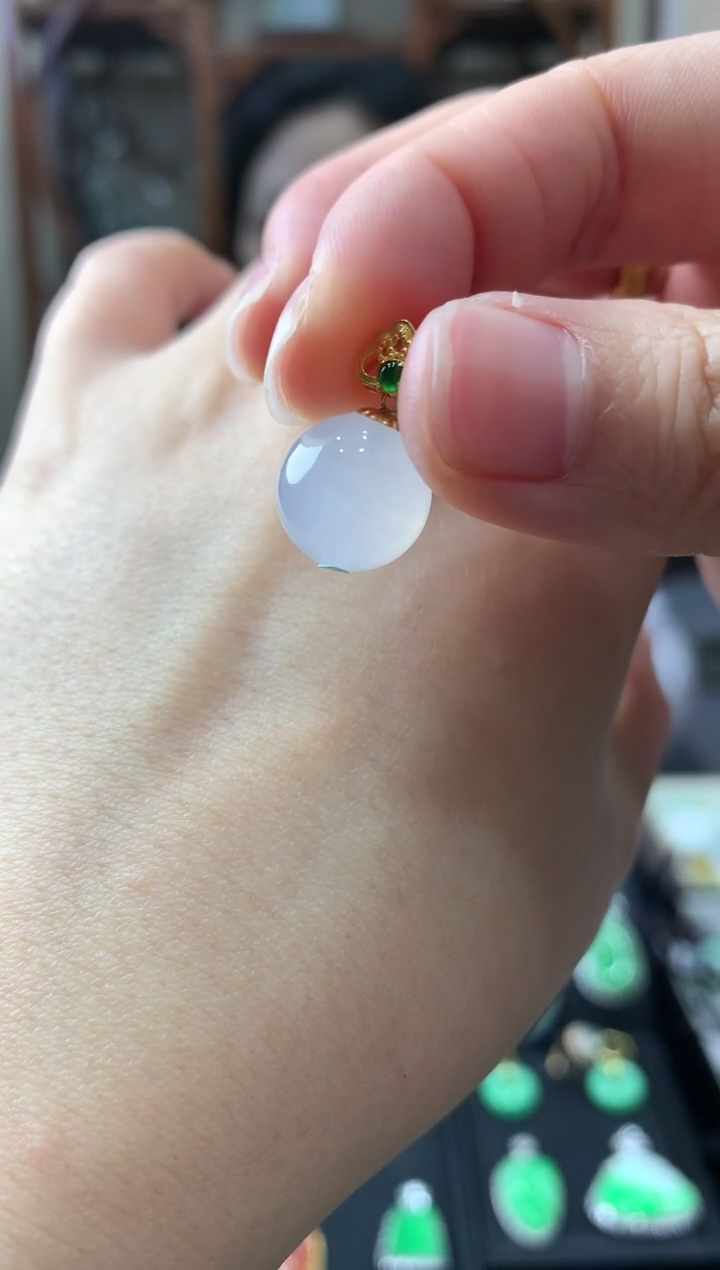 【闪购商品】翡翠吊坠(不含链)18K金镶嵌挂件