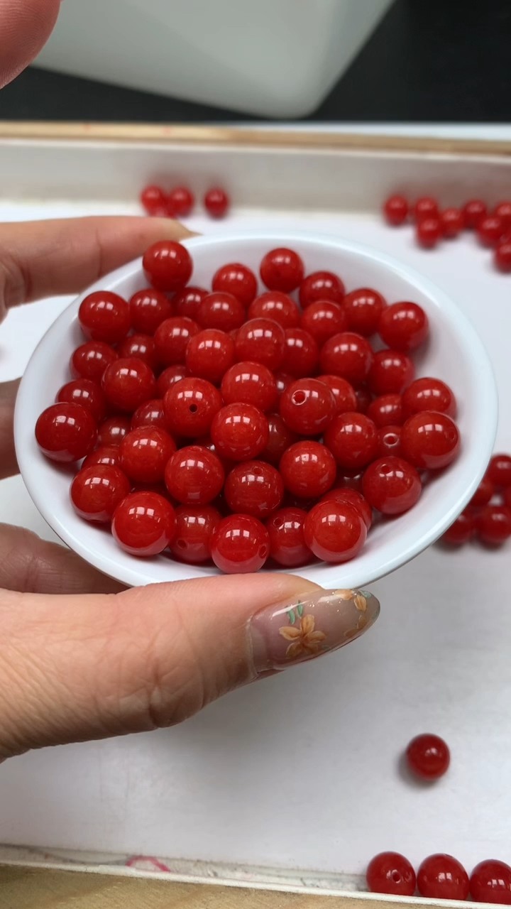 未镶嵌散珠南红玛瑙C634 柿子南红10mm10颗5.8元