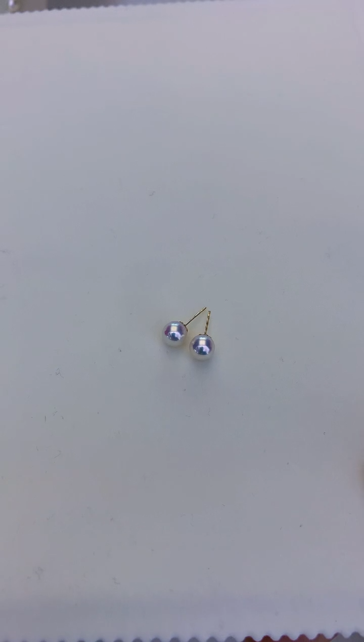 18K金镶嵌饰品海水珍珠6-7素钉定制