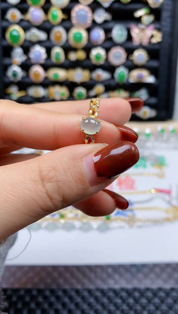 银S925镶嵌戒指翡翠133