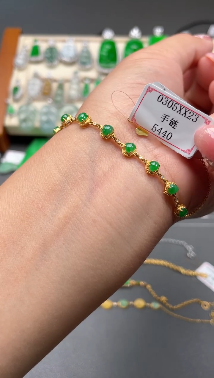 【闪购商品】翡翠手链18K金镶嵌0305XX23