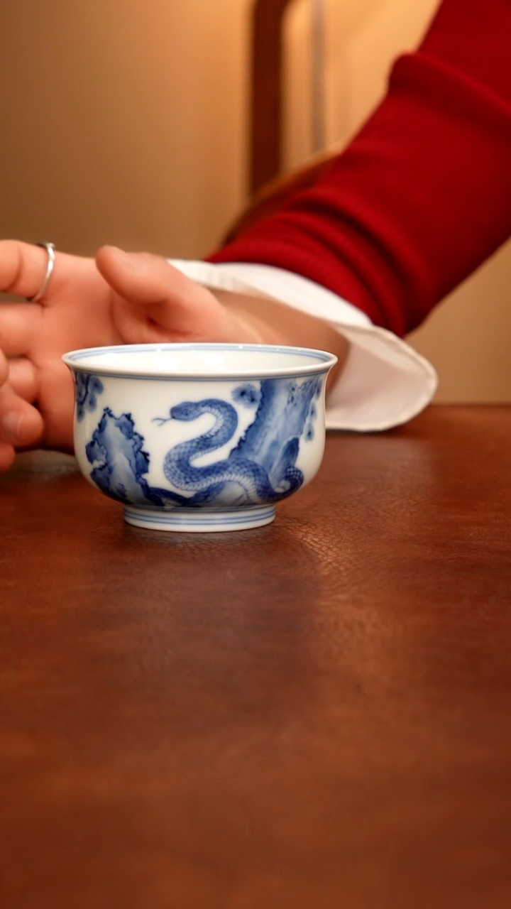 摆件陶景德镇瓷器，青花瓷手绘茶具~