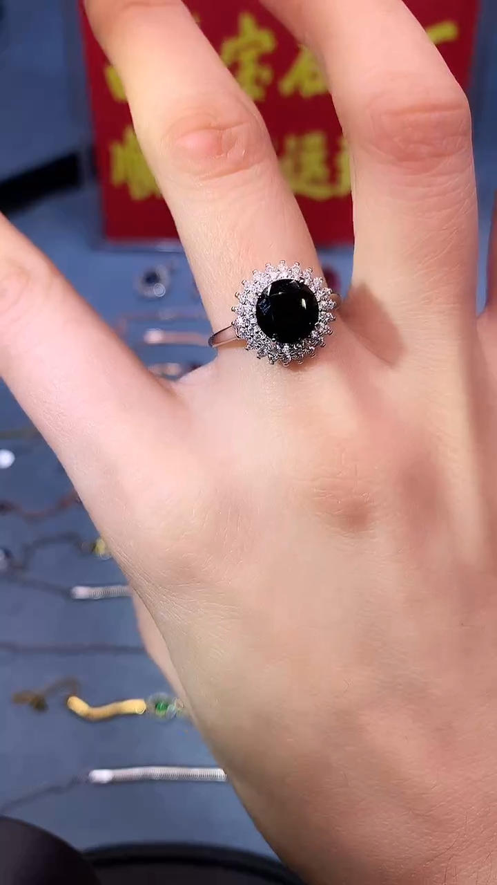 【闪购商品】蓝宝石戒指银S925镶嵌11111