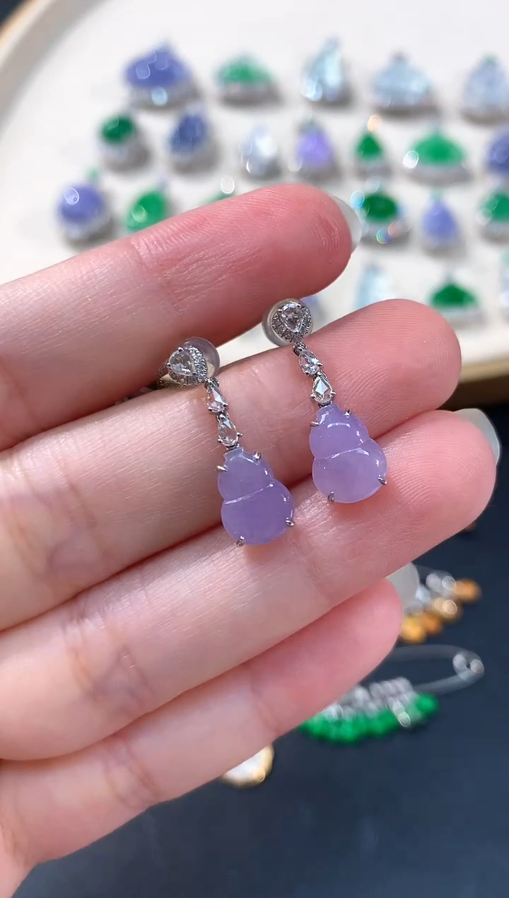 翡翠18K金镶嵌耳饰A22|9800