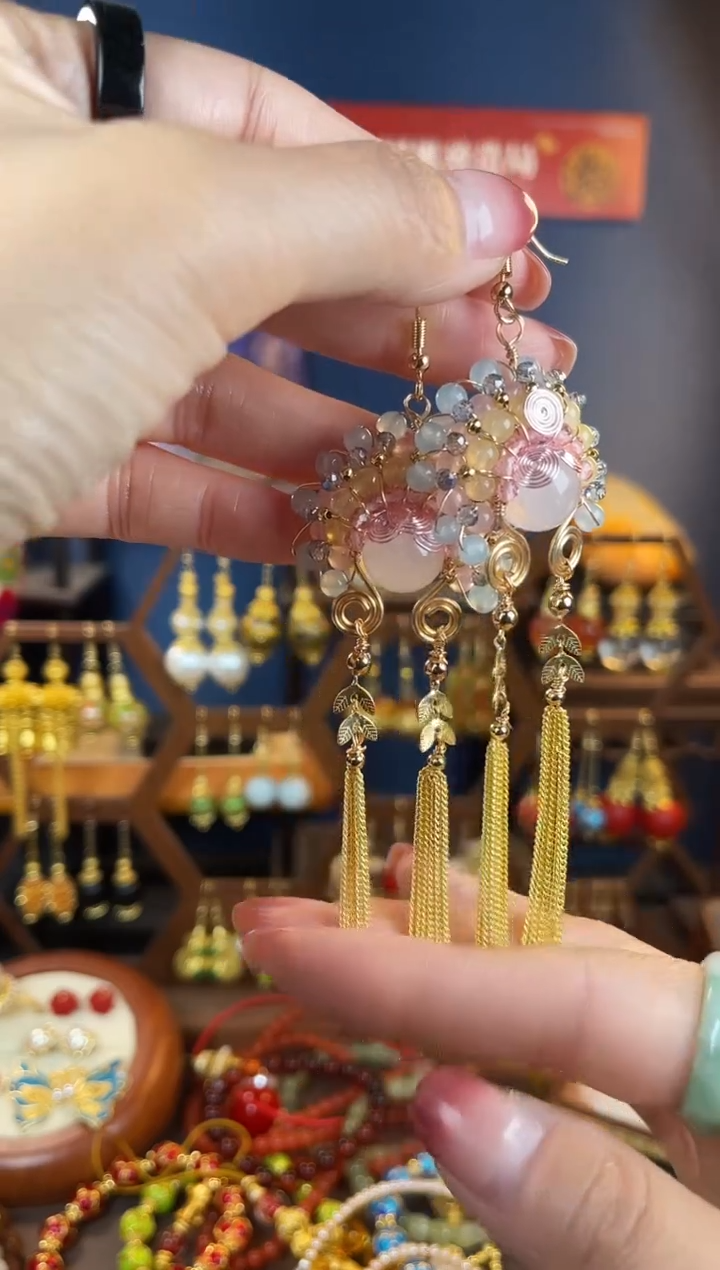手工艺品琉璃墨*，耳钩