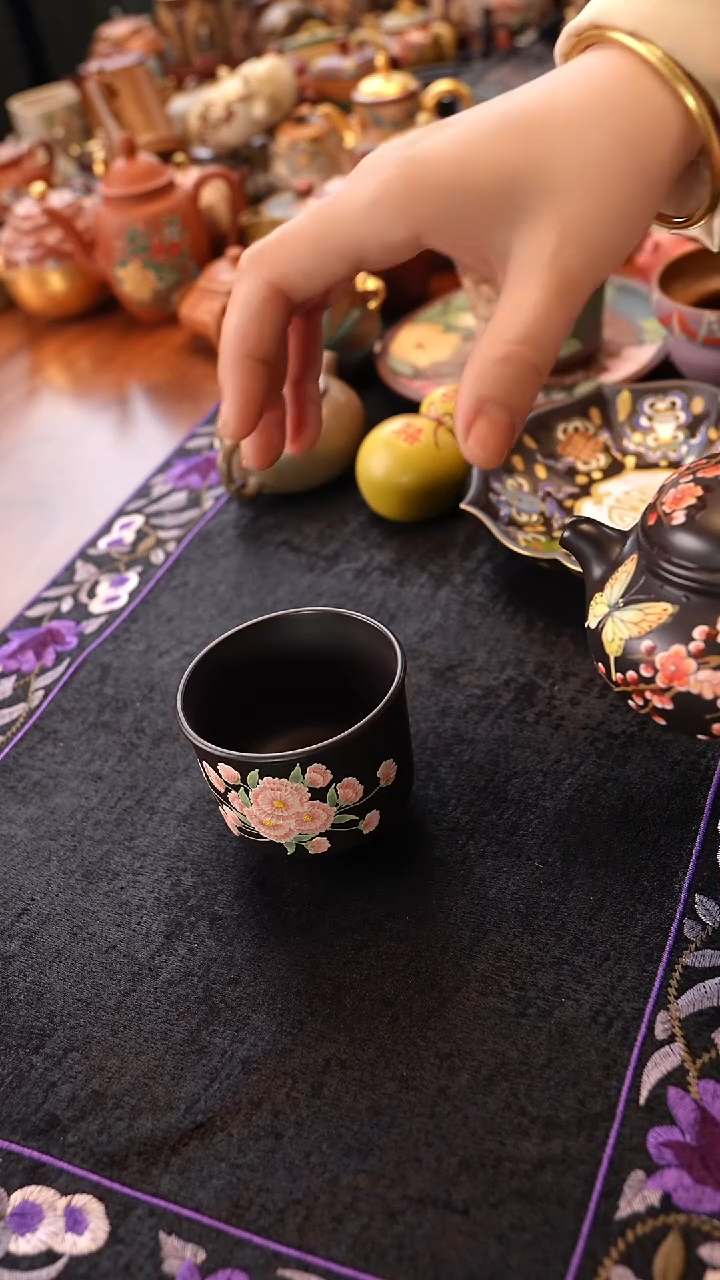 茶壶紫砂黑料梅花杯
